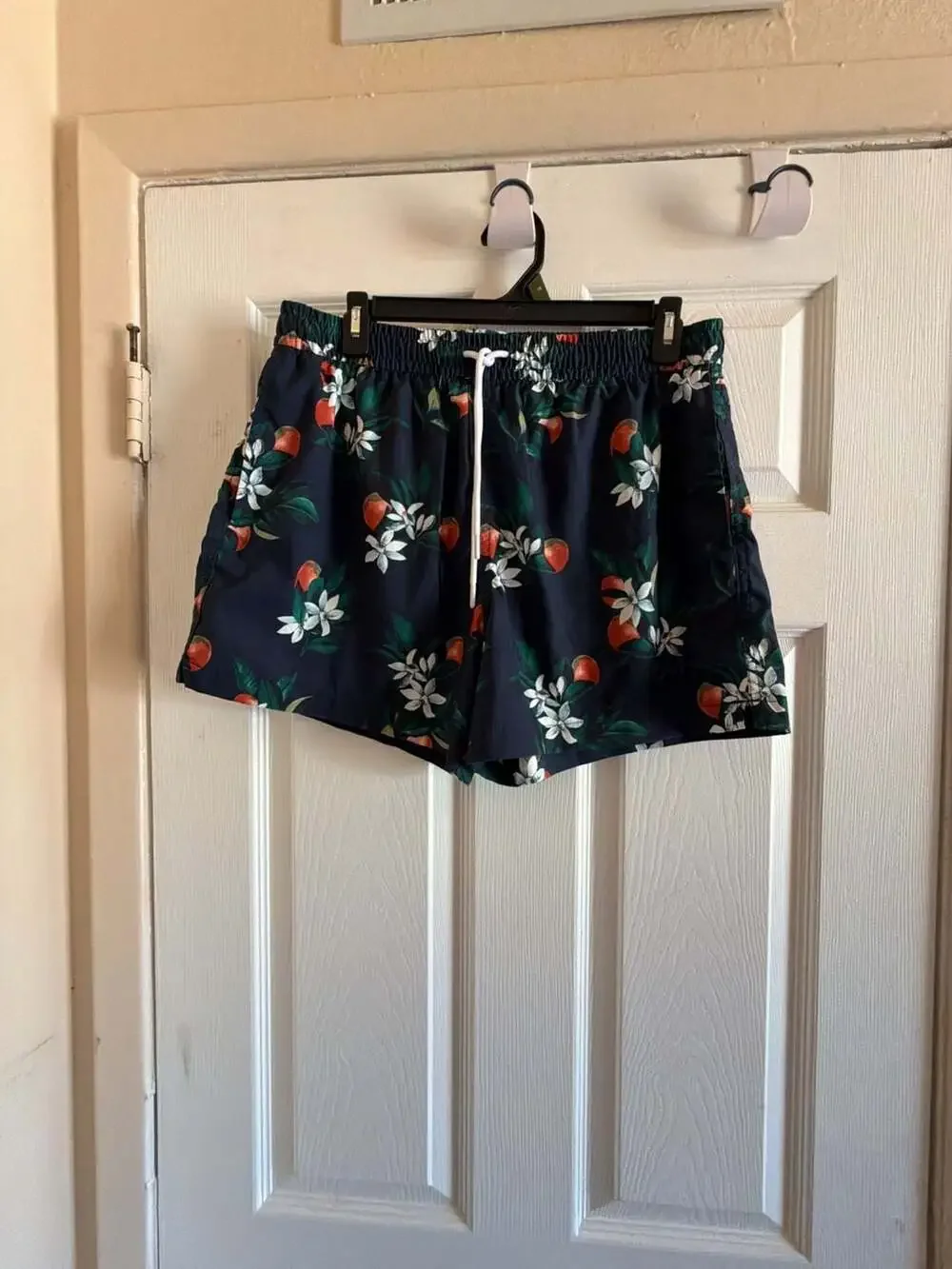Abercrombie & Fitch Navy Blue Orange Blossom Floral Print Swim Shorts